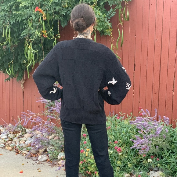 Herman Geist Vintage Nautical 1990s Cardigan Sweater Hand Embroidered M/L - Picture 10 of 11